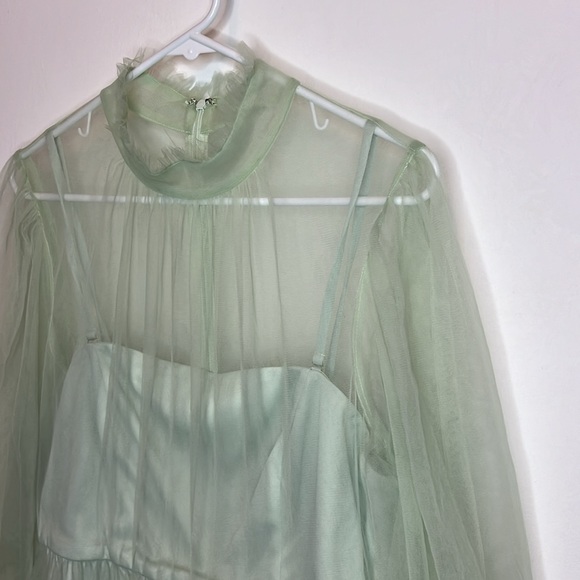 **BNWT Malina mint green long sleeve tulle mini dress - Picture 3 of 16